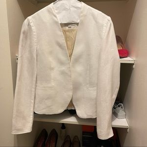 Ann Taylor Loft White Linen Blazer, Women's Size 2P, Ivory